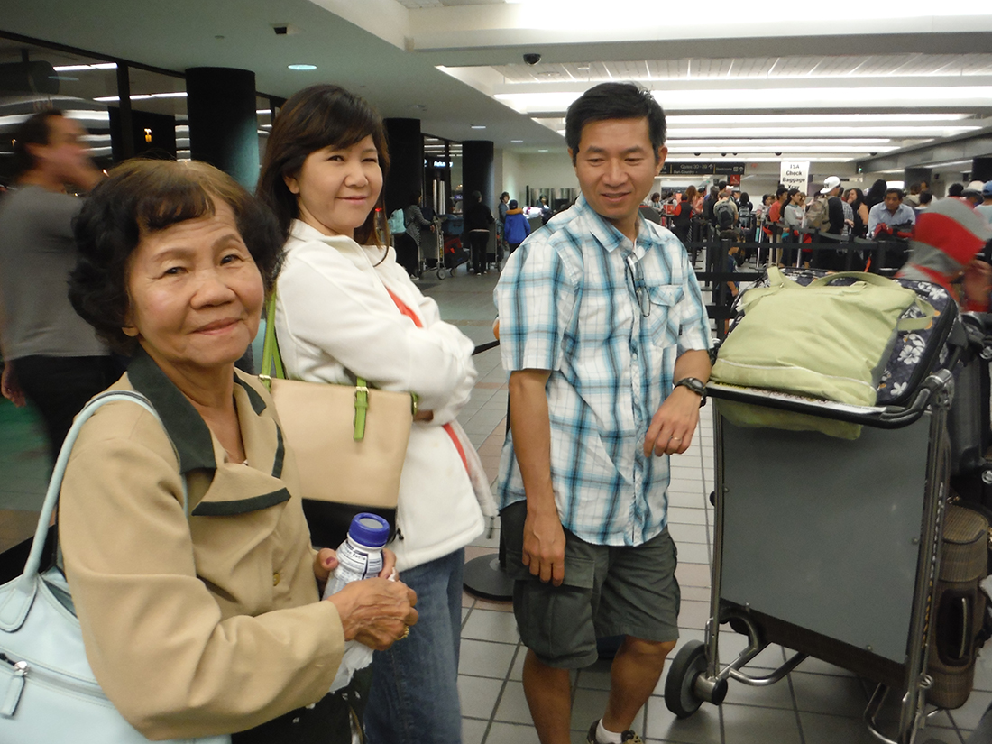 At LAX airport, waiting to check in.
