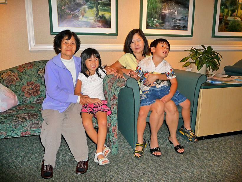 Cousins Danny & Tracy waiting in the hospital lobby to visit the baby
